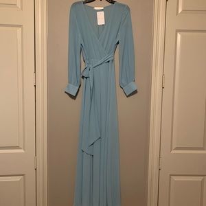 Elle Rae Long Sleeve Faux Wrap Maxi Dress